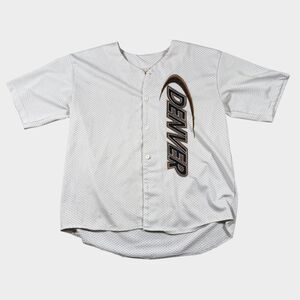 Vintage Denver Mesh Baseball Jersey White Button Up Shirt USA Weekend Mens Large
